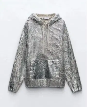 [ 새상품급 ] ZARA 니트 후디 후드티 실버