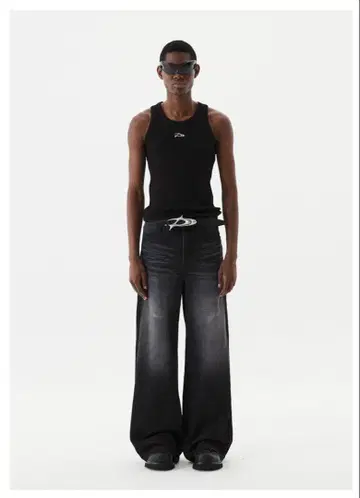 DNSR wide flared denim pants black