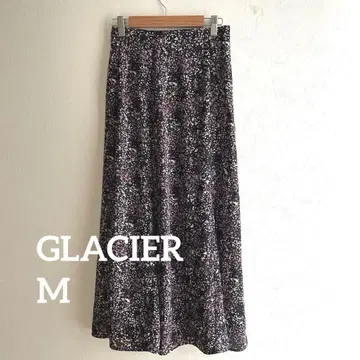 GLACIER 플레어 롱 스커트 꽃무늬 블랙 M
