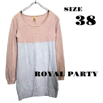 [ ROYAL PARTY ] 긴팔 니트 원피스 사이즈 38 핑크 그레이