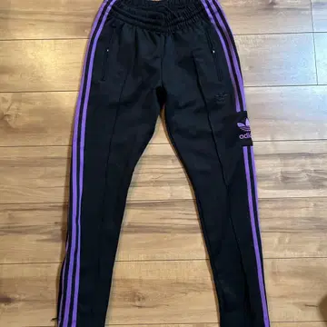 아디다스 트랙 팬츠 삼선 블랙 보라색