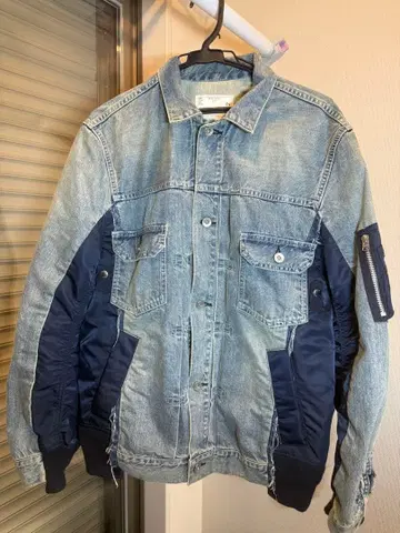 sacai denim nylon twill jacket