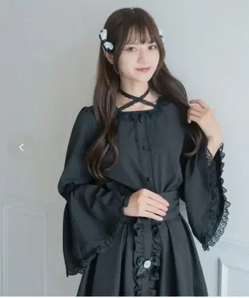 시마무라 아리스 콜라보 히메소데 블라우스 블랙 L 사이즈