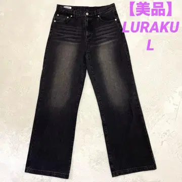 [ 새상품급 ] LURAKU 세미 플레어 워시 데님 블랙 L