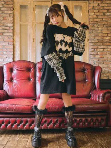 Ank Rouge 롱T 곰 블랙