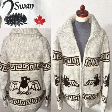 Swan 캐나다제 울 카우친 스웨터 두꺼운 털실 니트 자켓