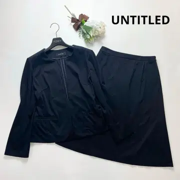 언타이틀 수트 드라이 터치 자켓 노카라 스커트 다크 네이비 M