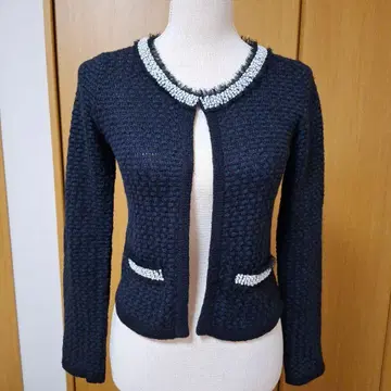 MISCH MASCH 비즈 펄 비쥬 장식 블랙 니트 가디건 38