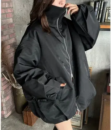 apres jour mignon 블랙 벌룬 다운 자켓