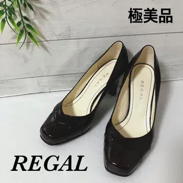 [컨디션 최상] REGAL 다크 브라운 스퀘어토 하이힐 22.5