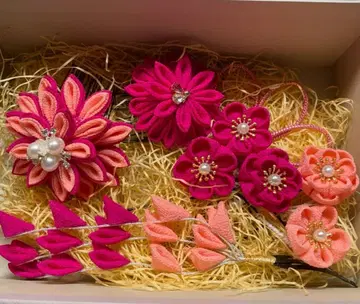 꽃 장식 헤어 액세서리 세트 핑크 계열