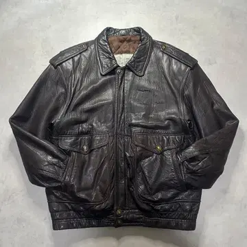 90s real leather jacket darkbrown