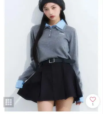 에이미 이스트 월 플리츠 미니 스커트 벨트 포함