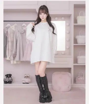 pium melty berry 오버 사이즈 롱 T셔츠