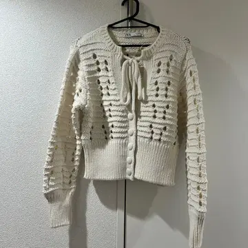 ZARA 아이보리 가디건 레이스 편직