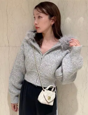 스나이델 SNIDEL 퍼 니트 후디 USAGI ONLINE 한정판