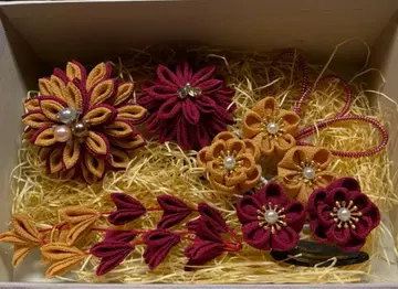 머리 장식 세트 적자색과 옐로우 계열