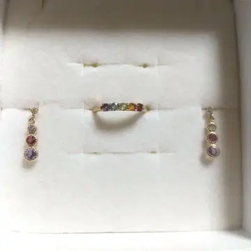 K10 YG 멀티 컬러 귀걸이 핑키링 세트