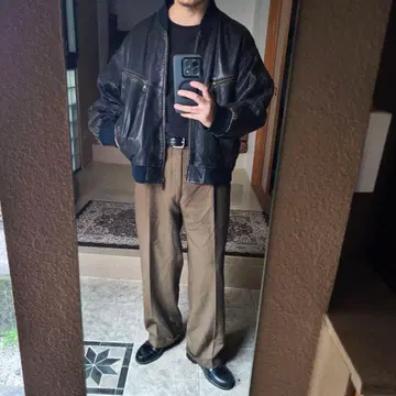 독일 유로 빈티지 Sportive MA-1 가죽 자켓