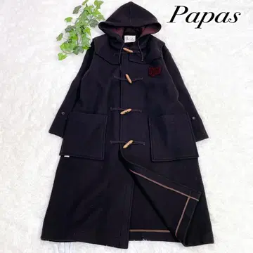 새상품급 파파스 오버 사이즈 더플 코트 울 브라운 L