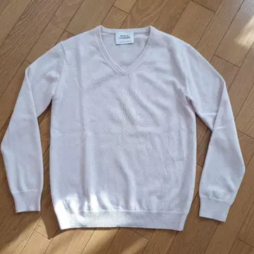 UNITED ARROWS 울&캐시미어 V넥 스웨터 옅은 핑크