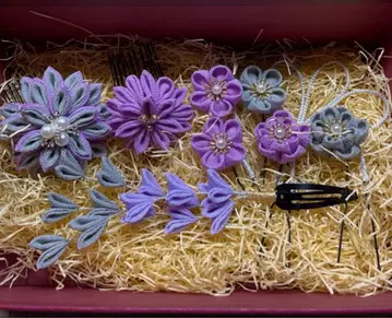 보라색과 그레이 꽃 장식 세트