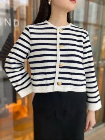 MACPHEE 하프 밀라노 리브 크롭 가디건