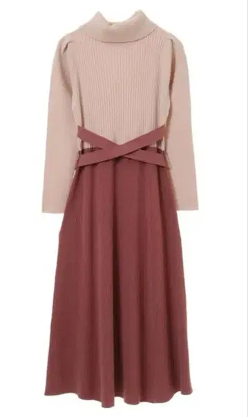 31 Sons de mode 리브 터틀 플레어 리본 벨트 원피스 니트