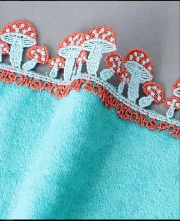 미개봉 새상품 긴자와 레이스 독버섯 터콰이즈 블루 타월 손수건