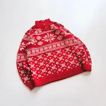 랄프 로렌 코튼 니트 노르딕 티롤리안 레드 M SA8