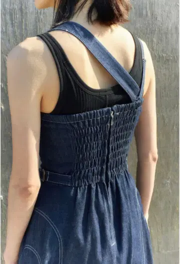 casa fline 프론트 후크 데님 롱 원피스 F