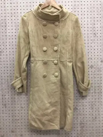 00s 헤이세이 구제 의류 더블 브레스트 싸개 버튼 페이크 무스탕 코트