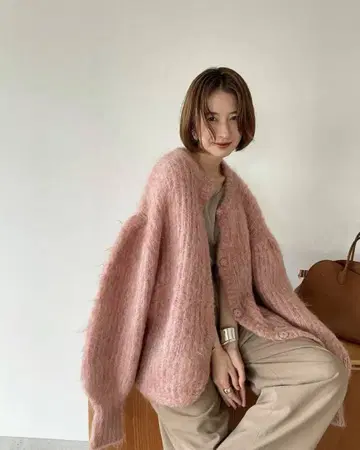 clane 샤기 니트 가디건