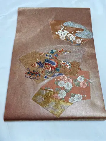 나고야 오비 보물 쌓기 패턴 살몬 핑크