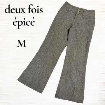 [에피스] 슬랙스 트위드 팬츠 깔끔한 팬츠 센터 프레스 울 혼방