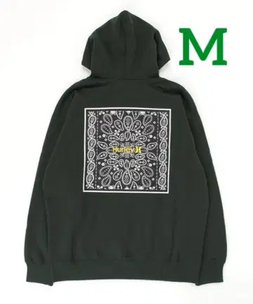 Hurley 후드 부착 후드티 반다나 패턴 모스그린