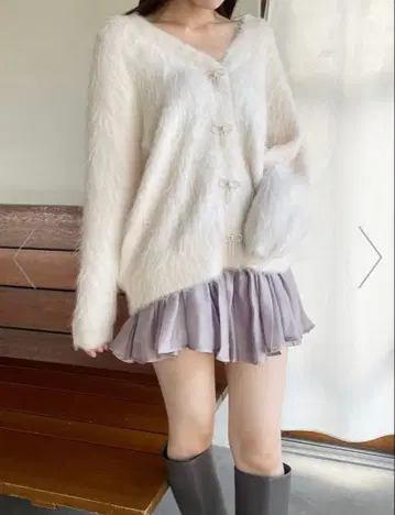 SNIDEL 비쥬 리본 롱 가디건