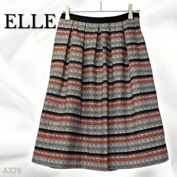 [엘르] 미디 기장 플레어 스커트 포근한 보더 무늬 가을/겨울 38