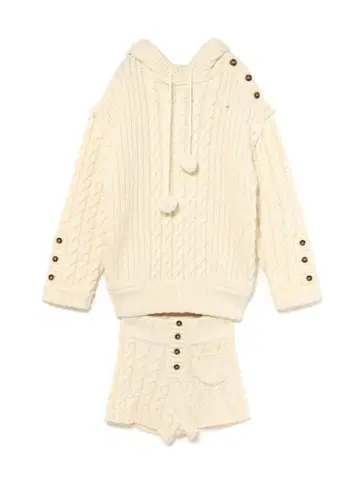 andmary Yara cable knit set up ivory