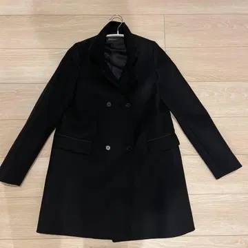 스터닝 루어 더블 브레스트 체스터 코트 블랙