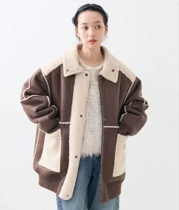 프릭스스토어 리버서블 페이크 무스탕 보아 블루종