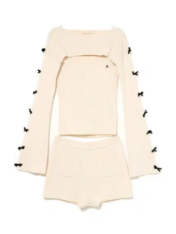 andmary Cindy ribbon knit set up ivory