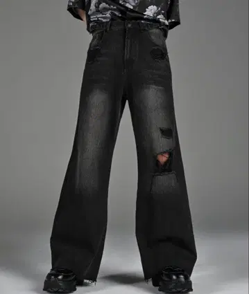 ADRER 빈티지 사이드 벨트 플레어 데님 슬랙스