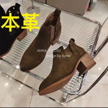 올리브 그린 앵클부츠