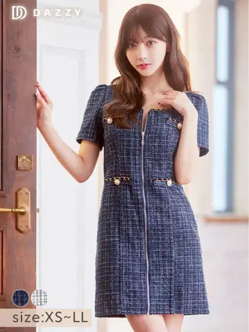 LL 사이즈 DAZZY 네이비 집업 드레스