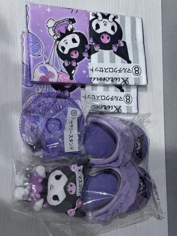 팬더 디자인 슬리퍼 세트 보라색