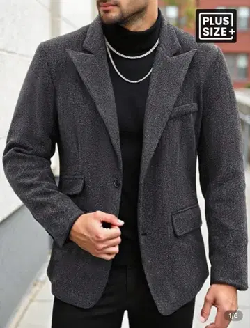 플러스 사이즈 다크 그레이 테일러드 자켓