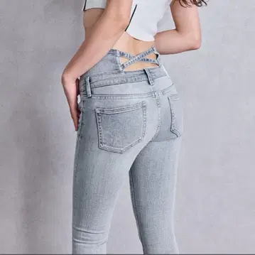 [ GYDA ] 하이웨스트 크로스 스키니 데님 팬츠