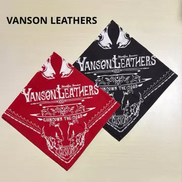 VANSON LEATHERS 스컬 반다나 빨간색 블랙