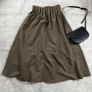 택 포함 참 벨라틱 롱 스커트 허리밴딩 캐주얼 L 브라운